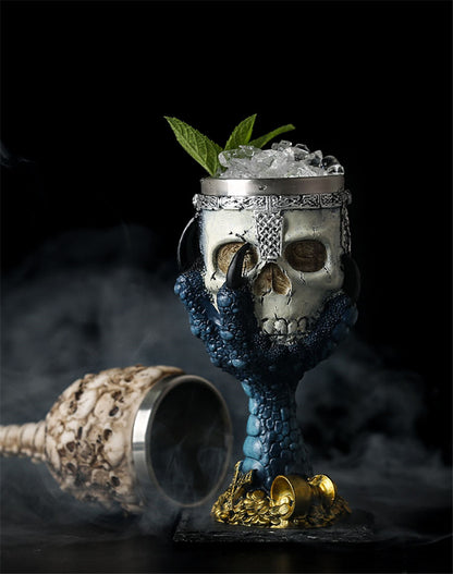 Horrible Resin Stainless Steel Wine Glass Horror Cup Skull Goblet