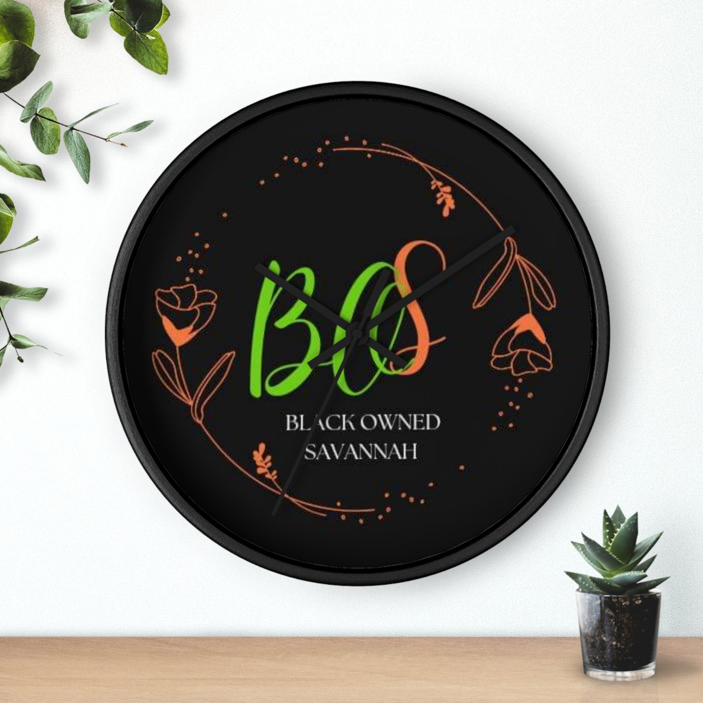 Black Owned Savannah  "BOS" Wall Clock