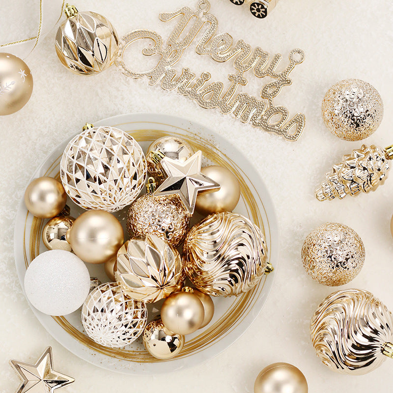 65pcs light champagne white painted Christmas ball set