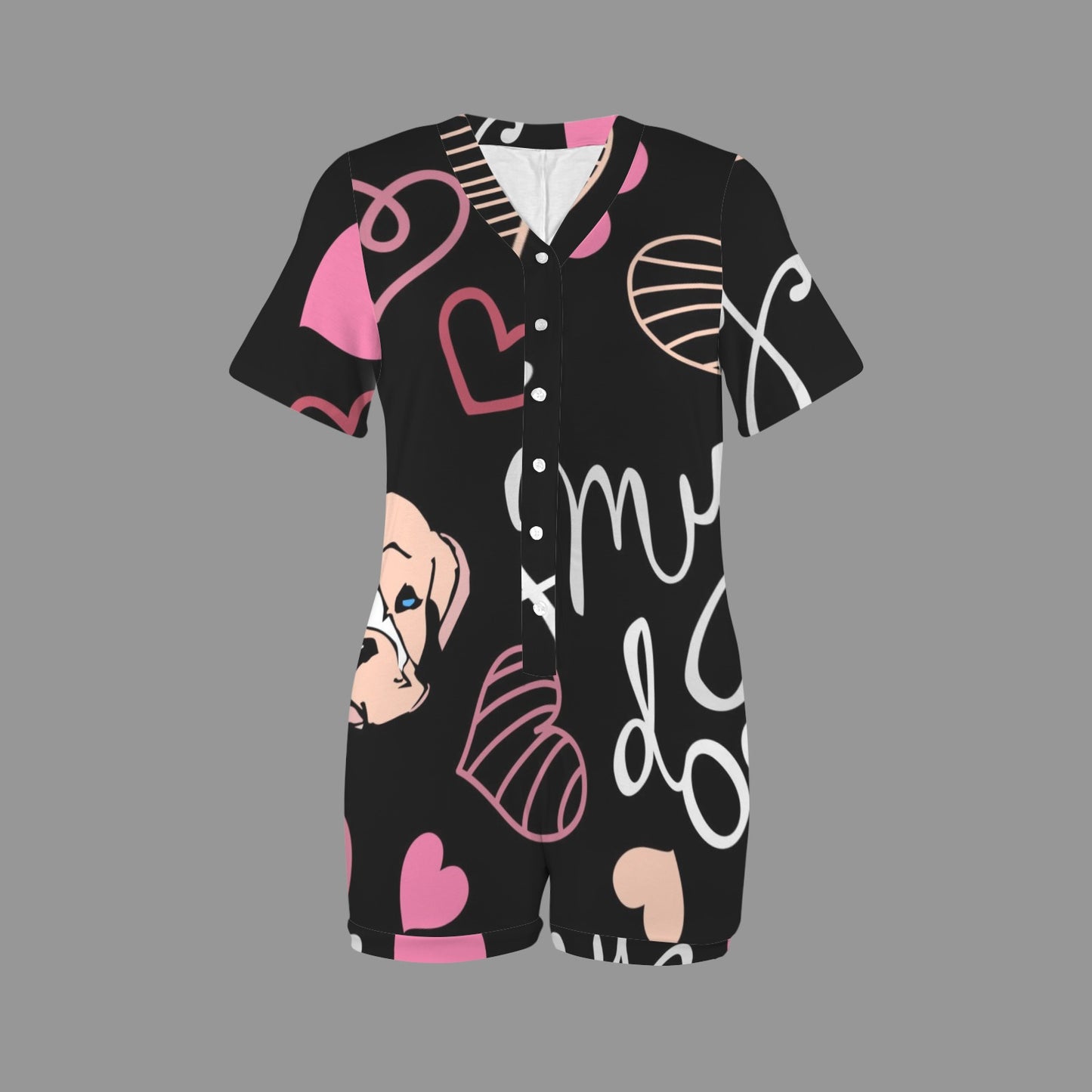 LCM23 My Dog Women's V-Neck Onesies Pajamas