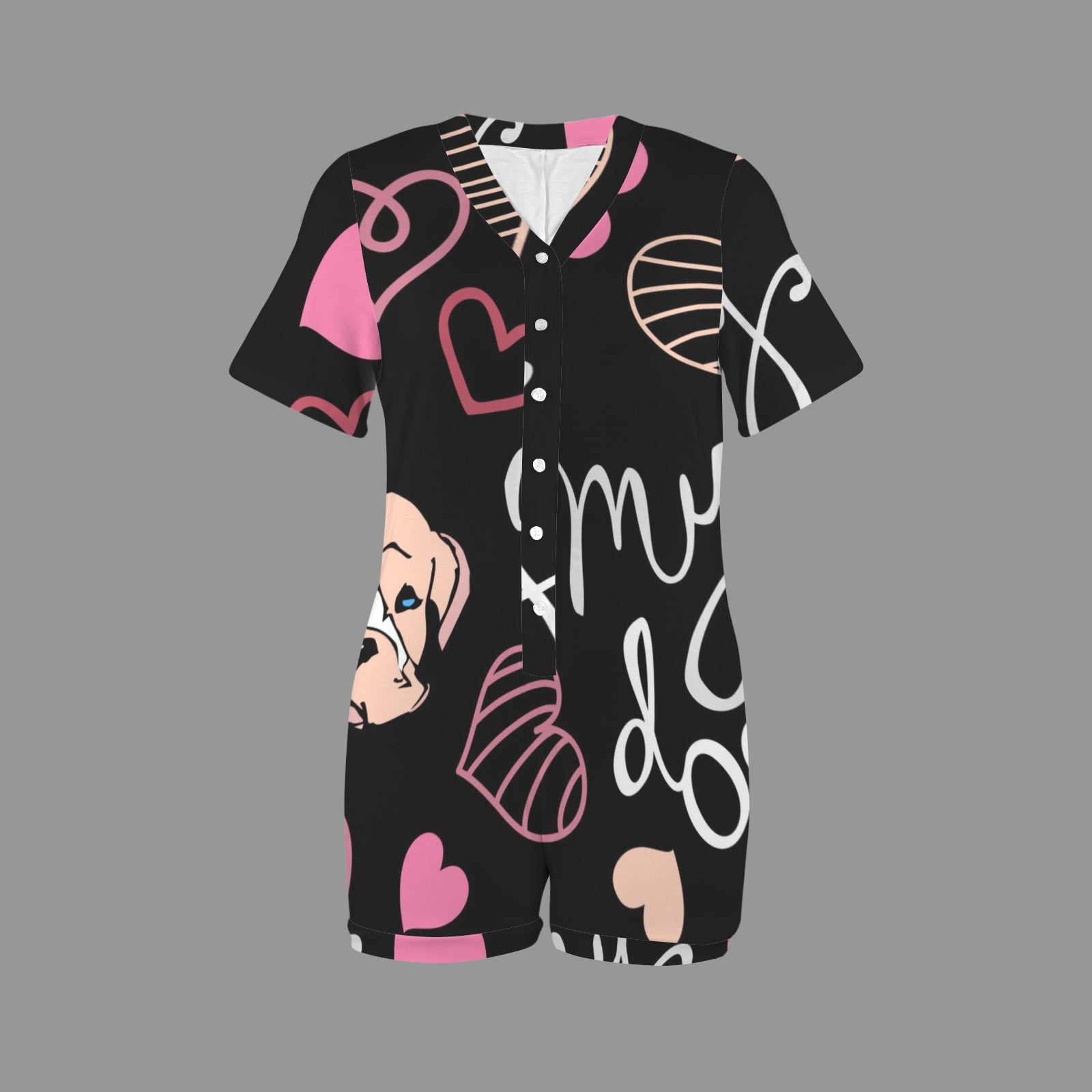 LCM23 My Dog Women's V-Neck Onesies Pajamas