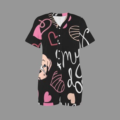 LCM23 My Dog Women's V-Neck Onesies Pajamas