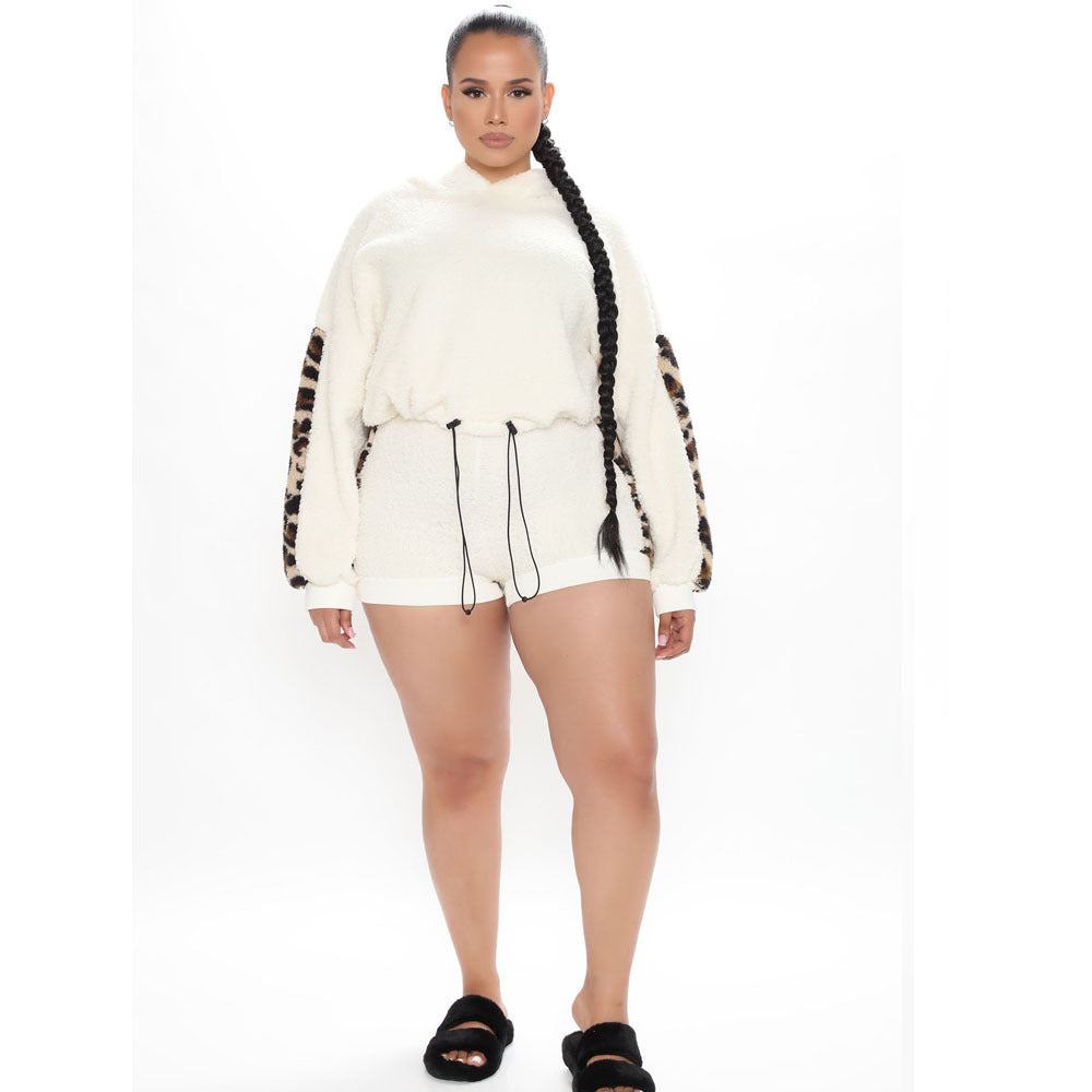 European And American Plus Size Fashion Casual Hooded Sports Suit