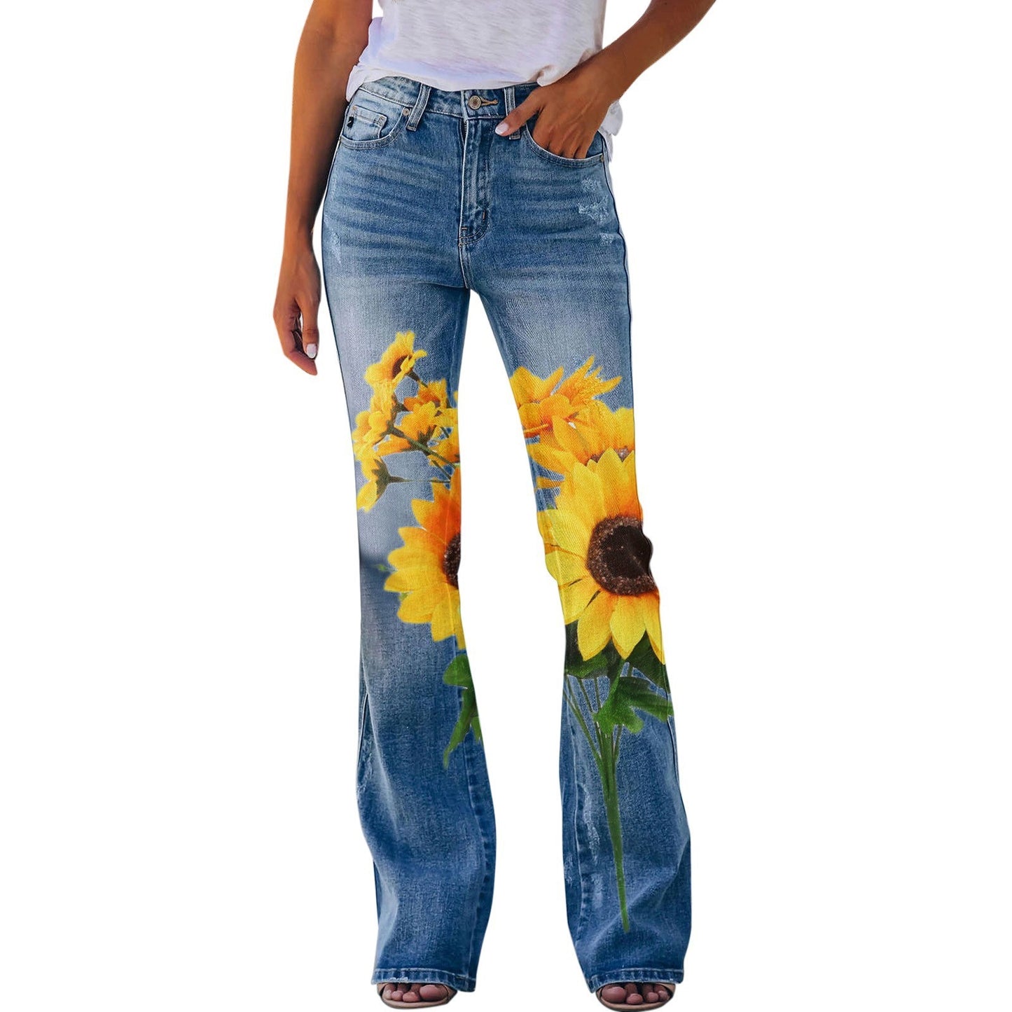 Summer New Flower-bird Print Women's Trousers