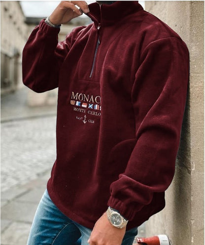 Alphabet Embroidery Thickened Casual Men's Sweater