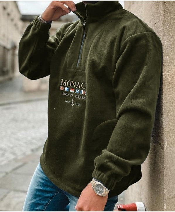 Alphabet Embroidery Thickened Casual Men's Sweater