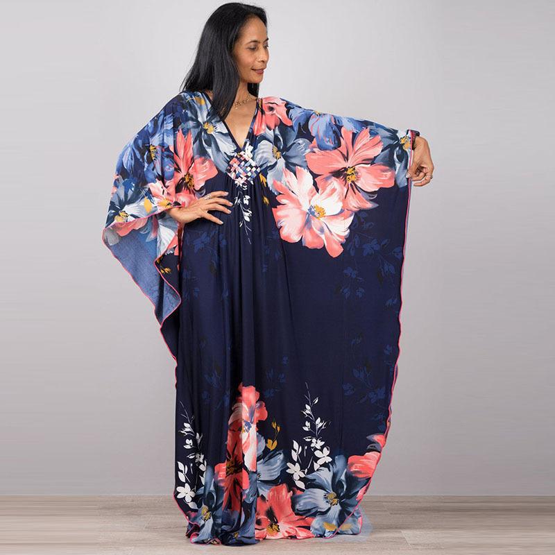 Polyester Printed Loose Robe Vacation Sun Protection Shirt Blouse