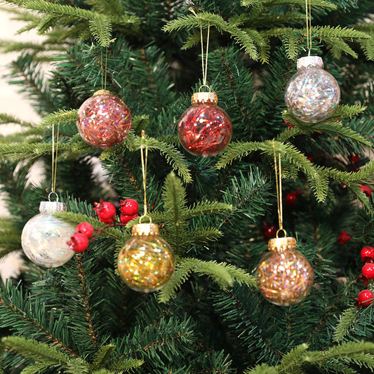 Christmas Ball Transparent PET Laser Silk Grass Ball Christmas Tree Pendant Decoration Props 4PCS per box