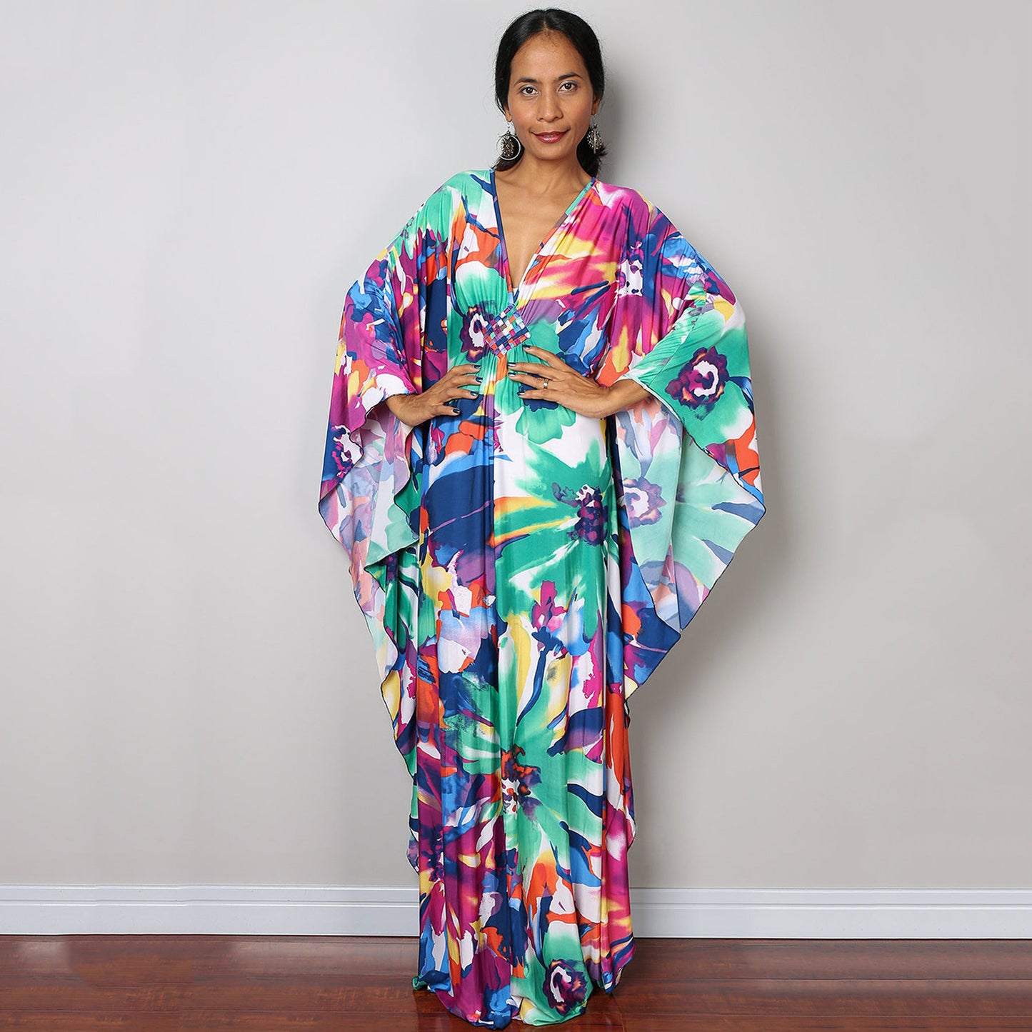 Polyester Printed Loose Robe Vacation Sun Protection Shirt Blouse