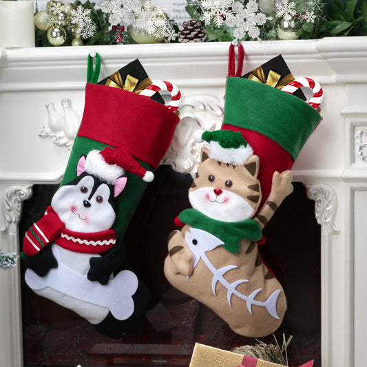 3D Creative Cat and Dog Christmas Socks