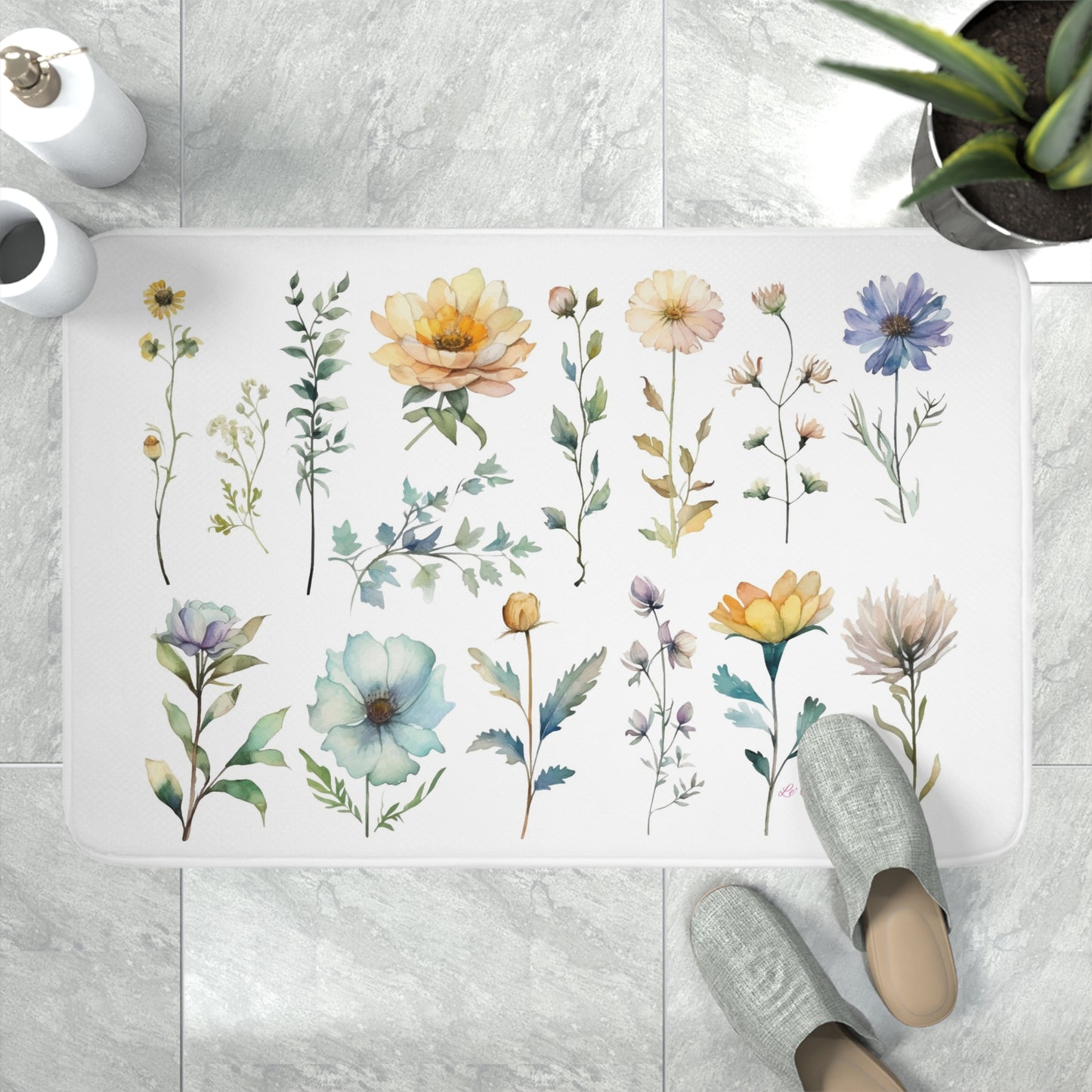 Le' Coop Merch 23 Summer Flowers Memory Foam Bath Mat