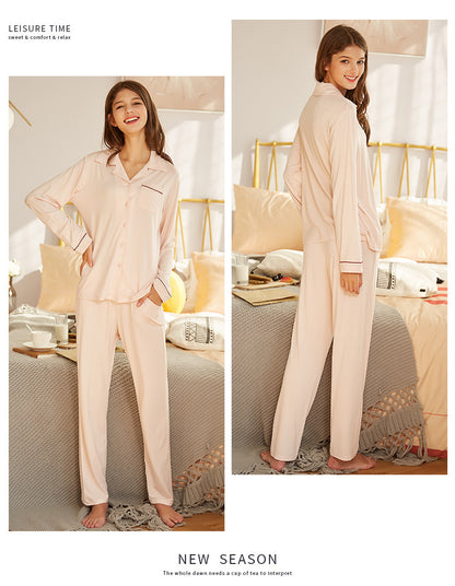 Cardigan Modal Long Sleeve Lapel Pajamas Sets