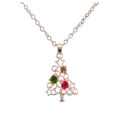 Christmas Gift Accessories Fashionable Hollow out Micro inlaid Zircon Christmas Tree Necklace