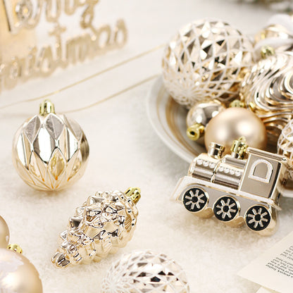 65pcs light champagne white painted Christmas ball set