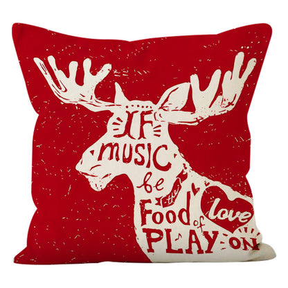 Christmas deer print pillow cover linen pillowcase