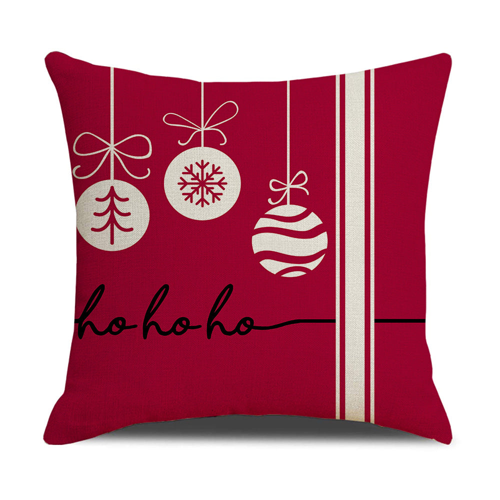 Pink Christmas linen pillowcase