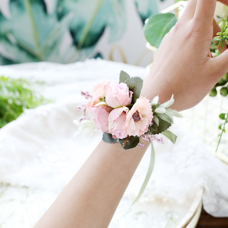 Bridesmaid Wrist Flower Simulation Flower Groom Best Man Corsage