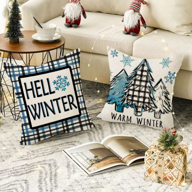 Christmas tree checkered pillow cover