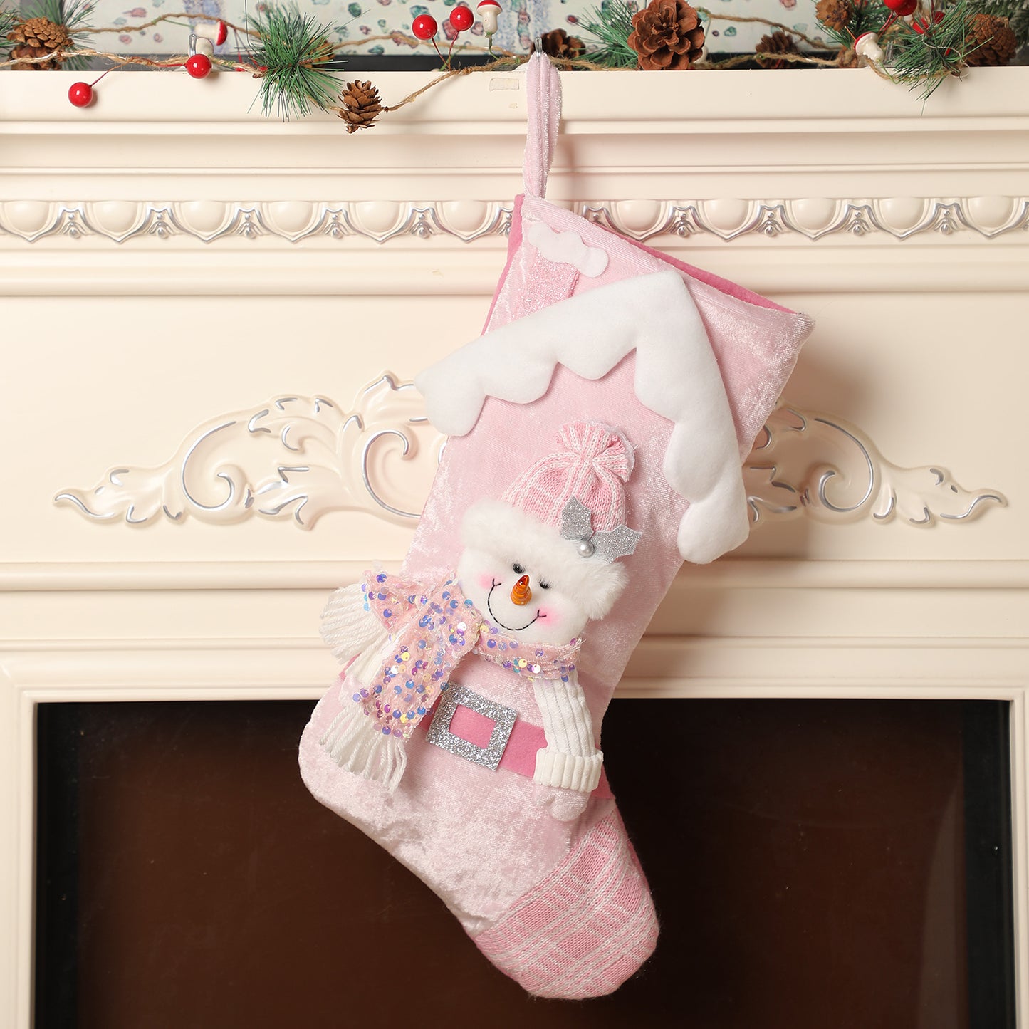 Christmas pink sequins stockings