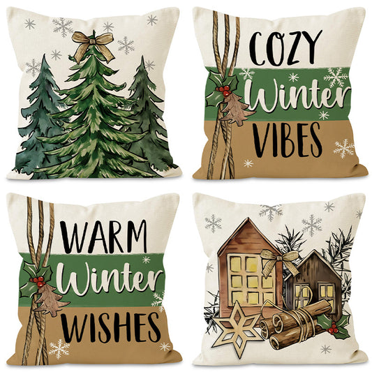 Green Christmas tree pillowcase