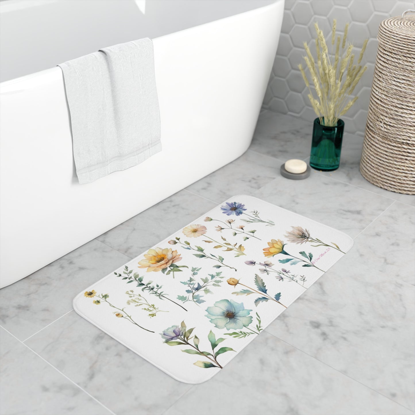 Le' Coop Merch 23 Summer Flowers Memory Foam Bath Mat