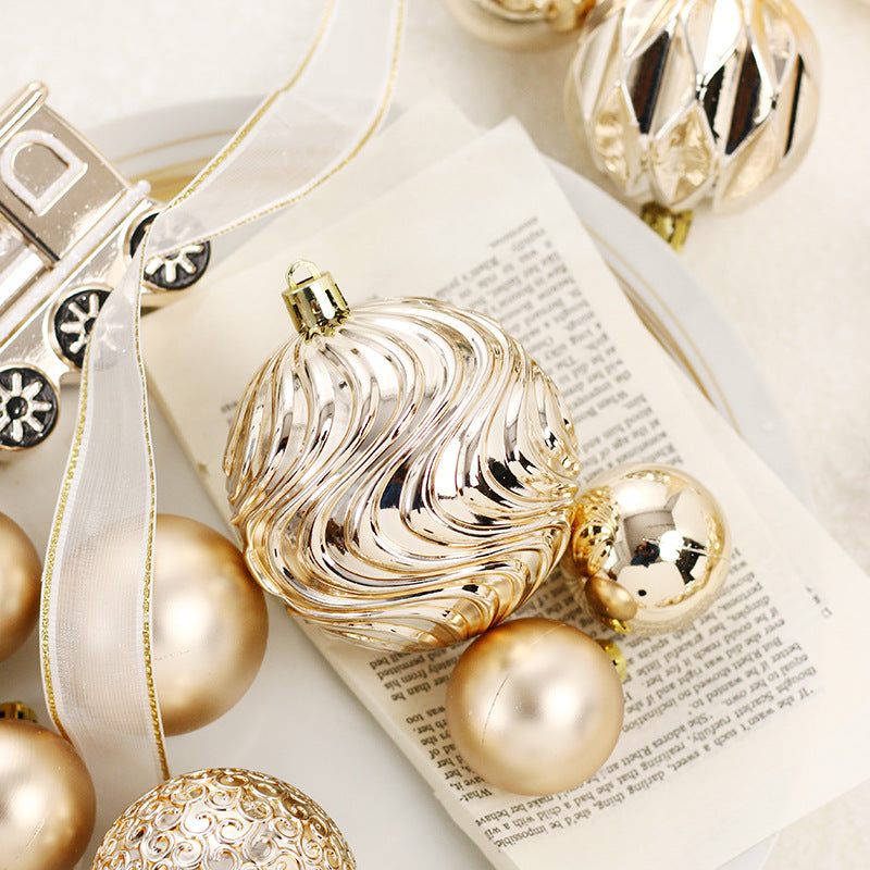 65pcs light champagne white painted Christmas ball set