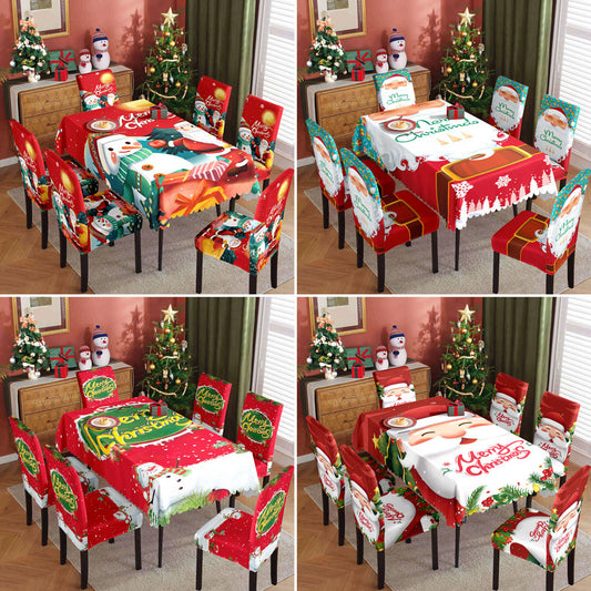 Christmas Waterproof Printed Tablecloth/Chair Cover