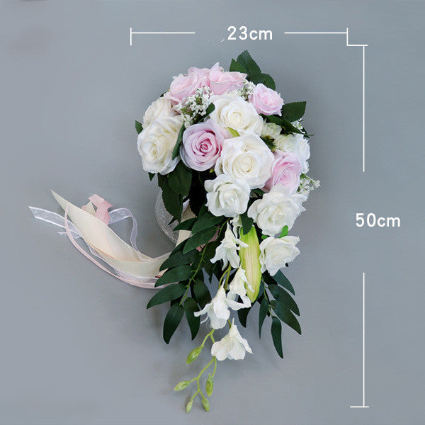 Waterfall Wedding Bride Bouquet Bridesmaid Hand Tied Artificial Flower Decor