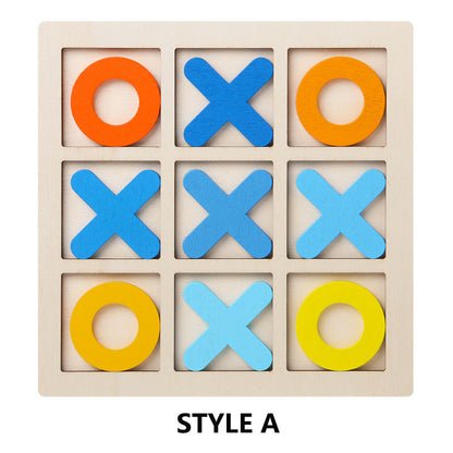 Wooden OX Well Chess Children's Puzzle Nine Palace Grid Triple Chess Game Parent Child Desktop Interaction Christmas Toy Gift