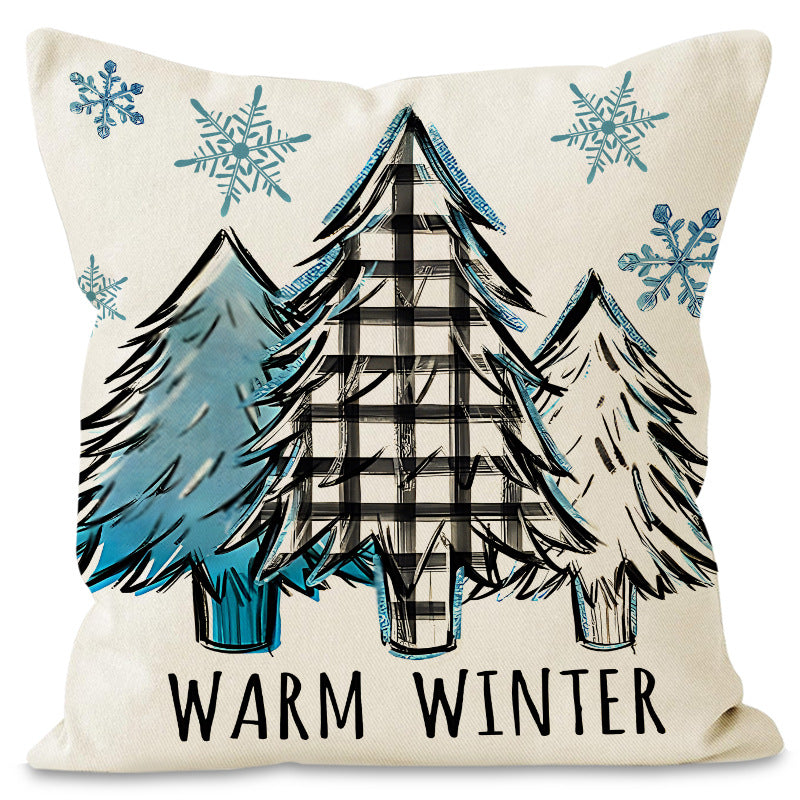 Christmas tree checkered pillow cover