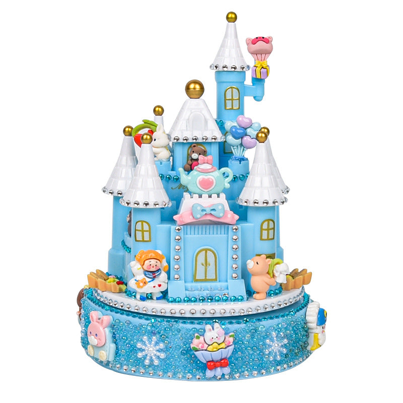 Castle Music Box Handmade DIY Cream Glue Material Package Sticky Diamond Children's Puzzle Girl Christmas Gift