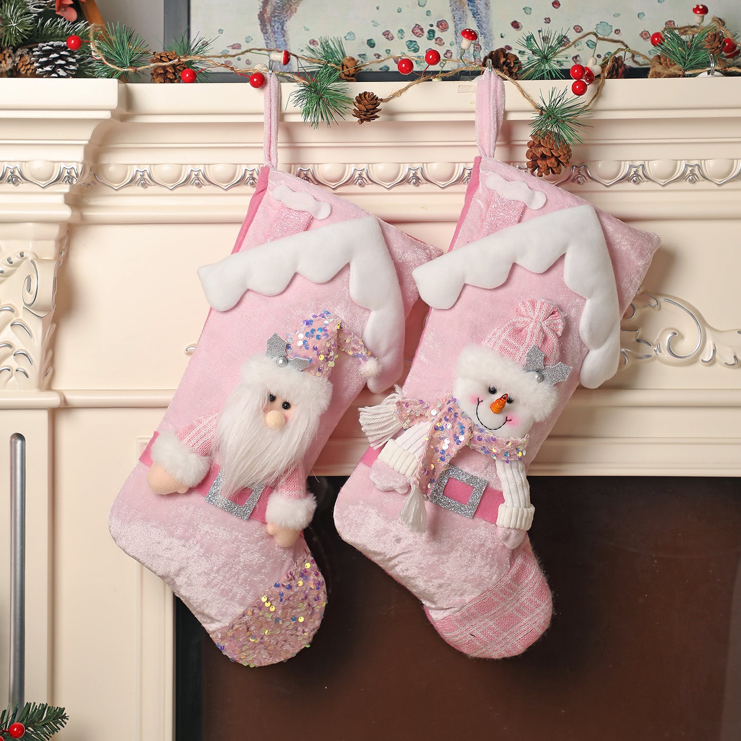 Christmas pink sequins stockings