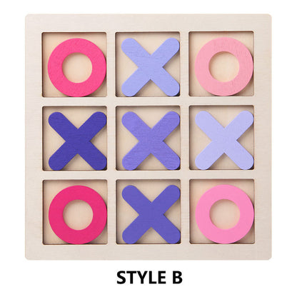 Wooden OX Well Chess Children's Puzzle Nine Palace Grid Triple Chess Game Parent Child Desktop Interaction Christmas Toy Gift