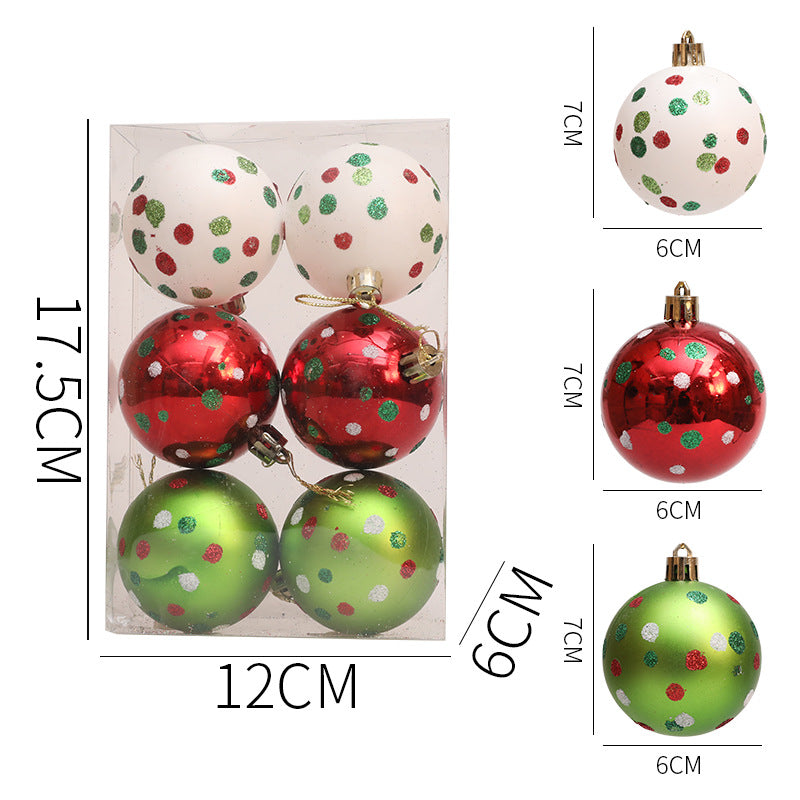 Christmas Ball Red White Green Spot Penalty Ball Christmas Tree Ornament Hand drawn Christmas Ball Plastic Painted Ball