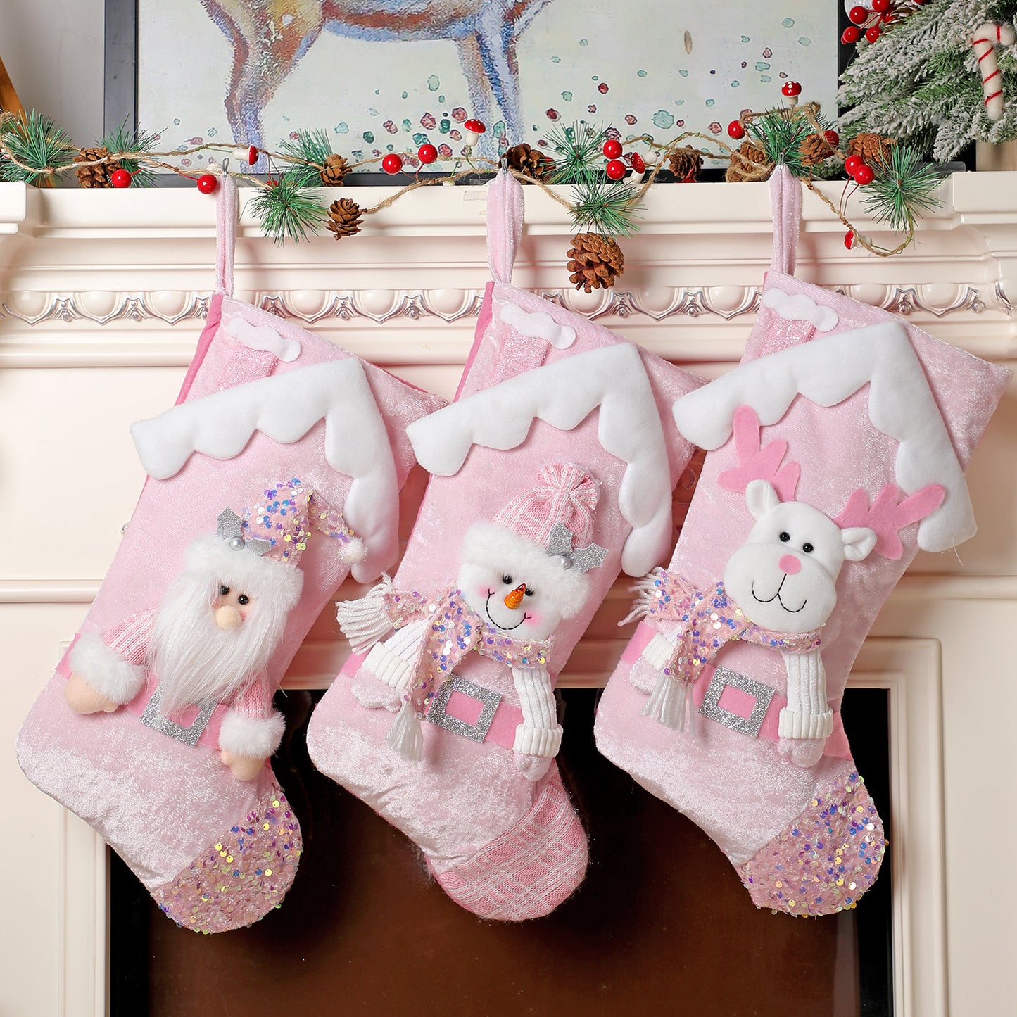 Christmas pink sequins stockings