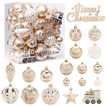 65pcs light champagne white painted Christmas ball set