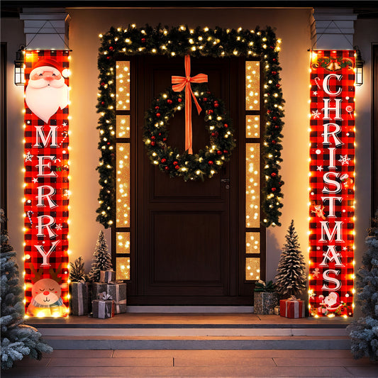 Door hanging LED illuminated Christmas decorations