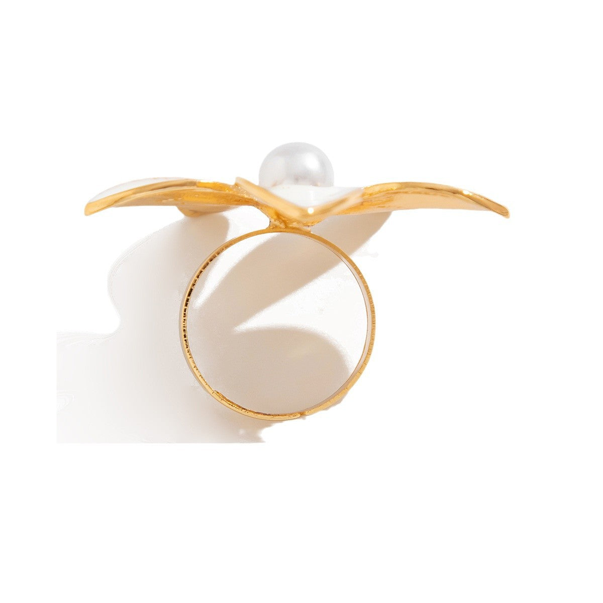 Personalized drip oil five petal flower three-dimensional ring with exaggerated metallic feel