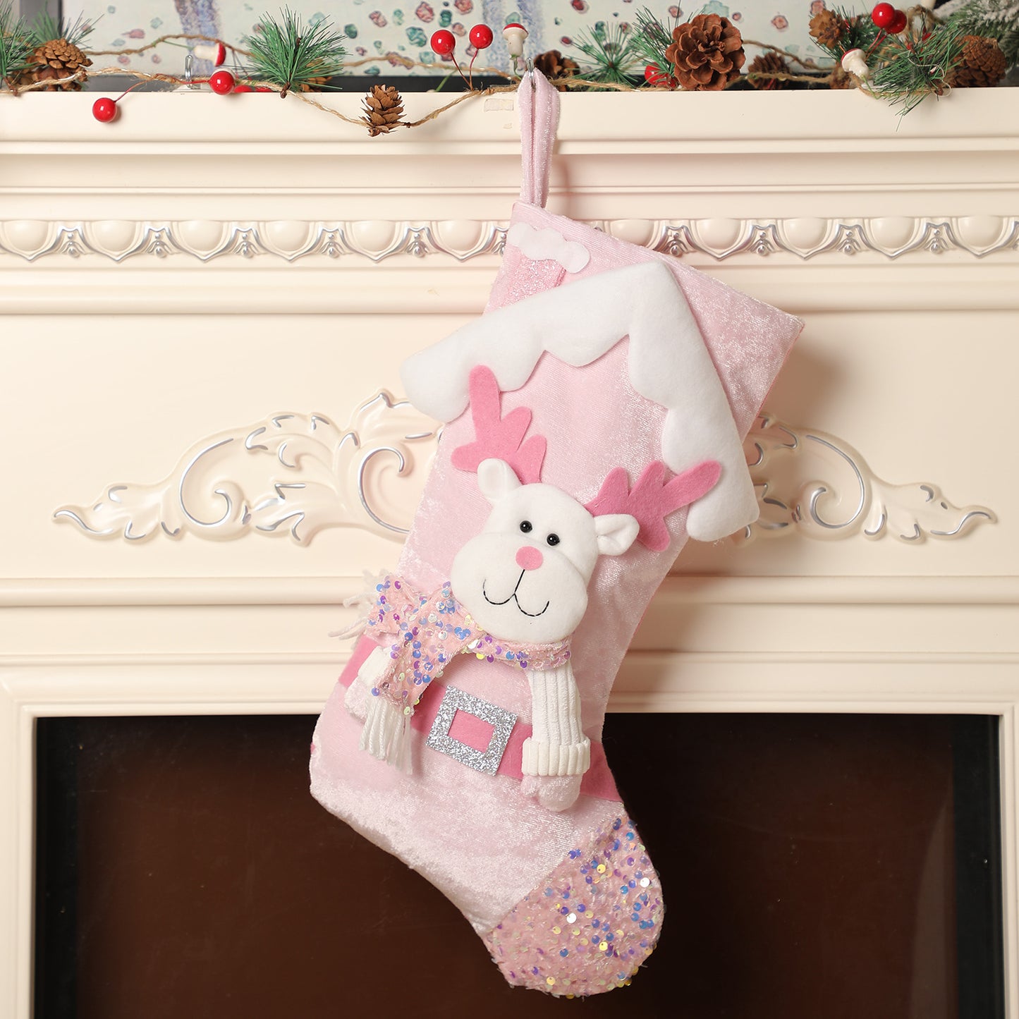 Christmas pink sequins stockings