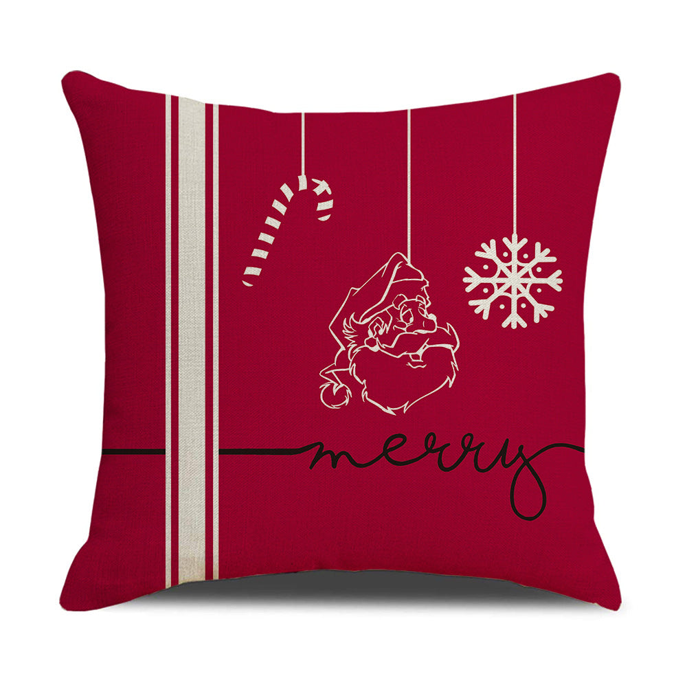 Pink Christmas linen pillowcase