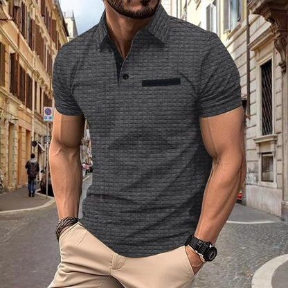 Button Jacquard Plaid Men's Sports Polo Shirt Men