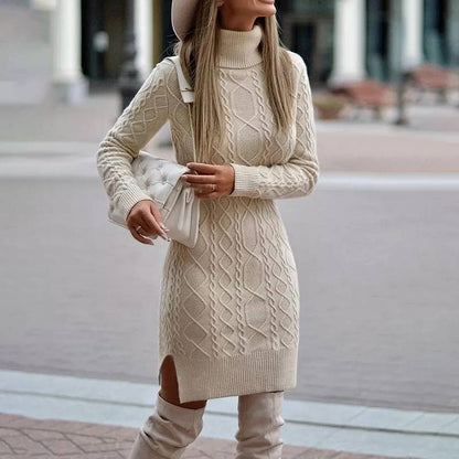 Solid Color Split Twist Mid-length Sweater Women's Skirt