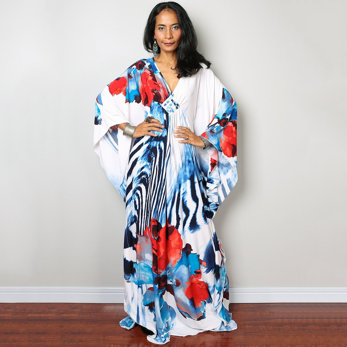 Polyester Printed Loose Robe Vacation Sun Protection Shirt Blouse