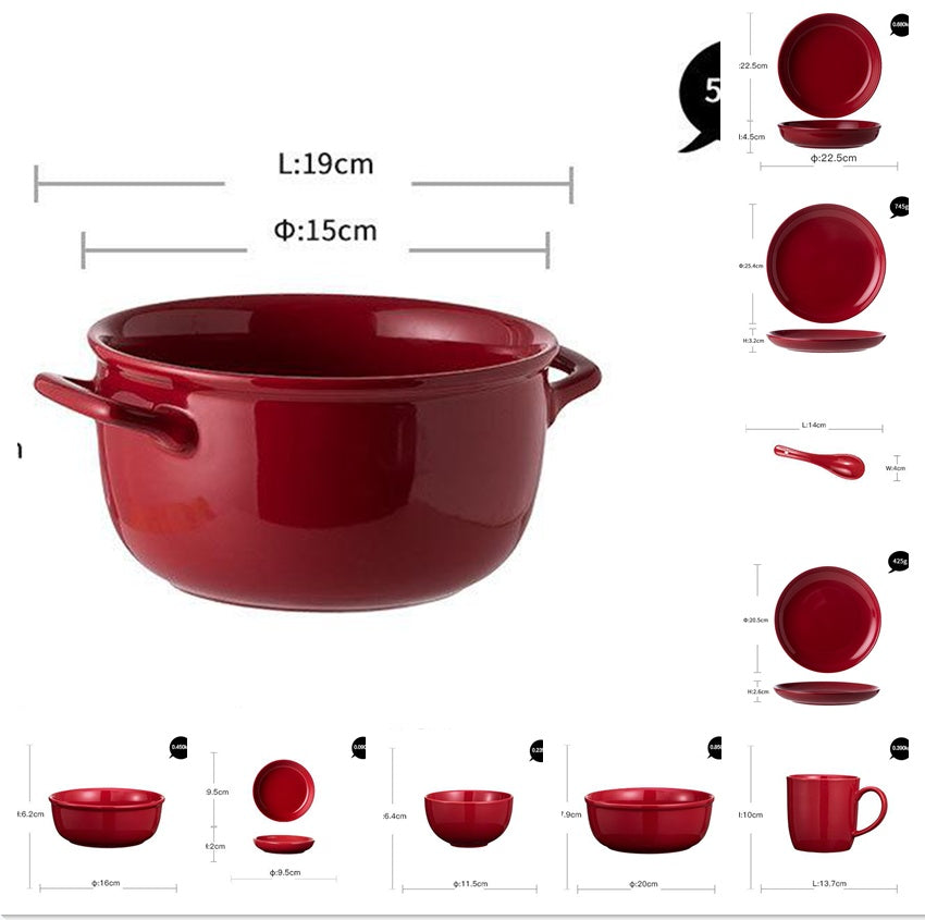 Luxury Red Glaze Ceramic Dinner Sets & Kitchen Utensils