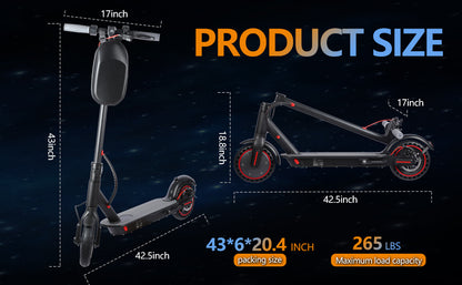 Electric Scooter Motor Power 350W Battery Capacity 36V 10.4Ah Tire Size 8'5inches Max Speed 25-30KM