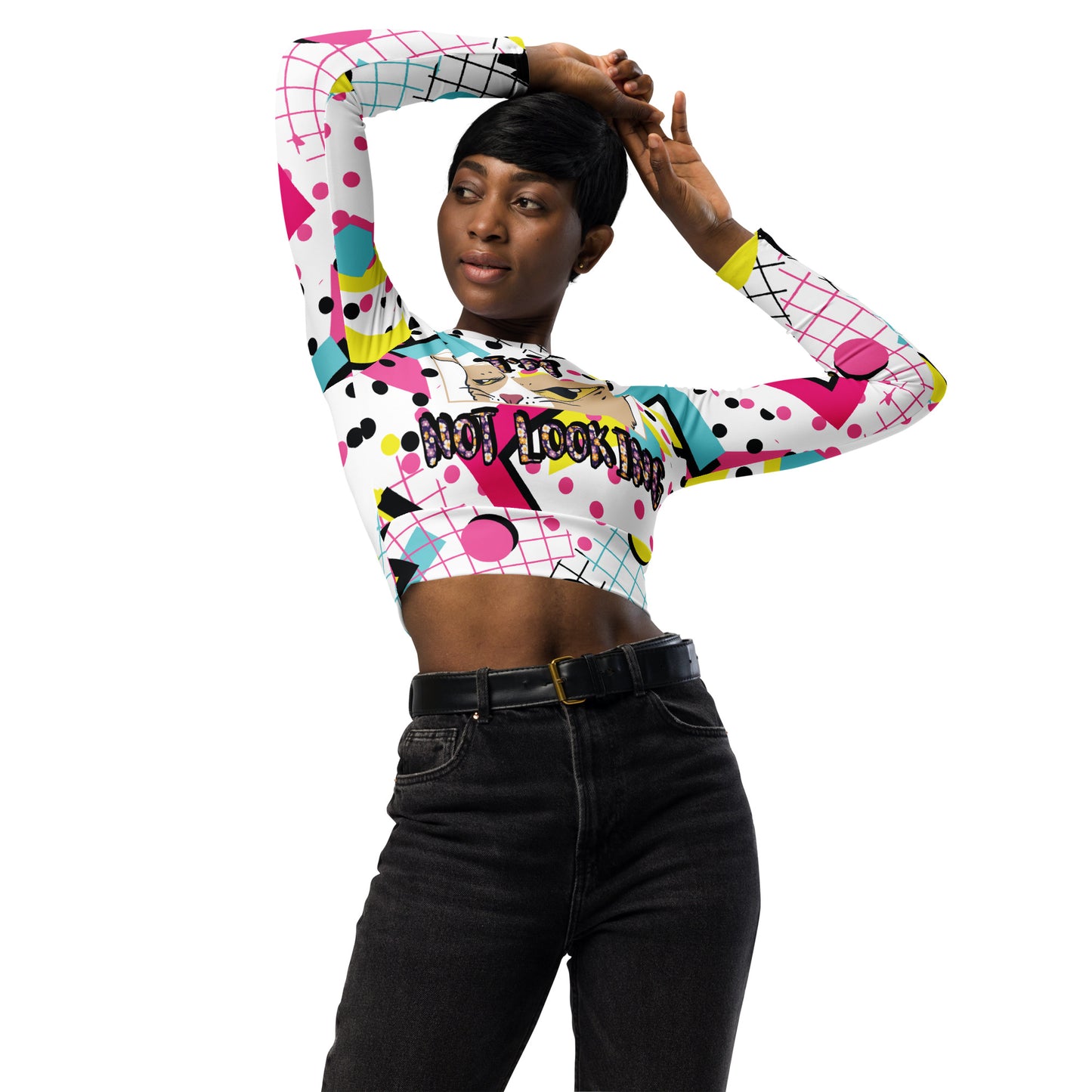 Recycled long-sleeve crop top