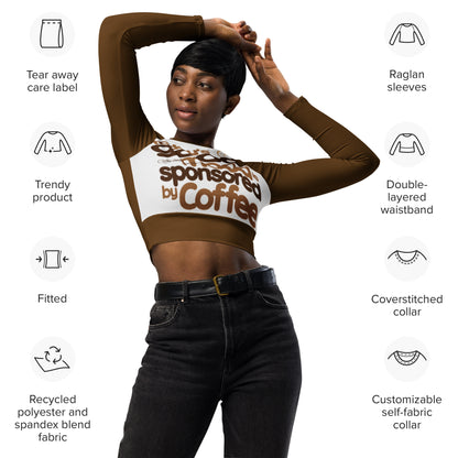 Coffee Mood Recycled long-sleeve crop top/Created with kittl.com