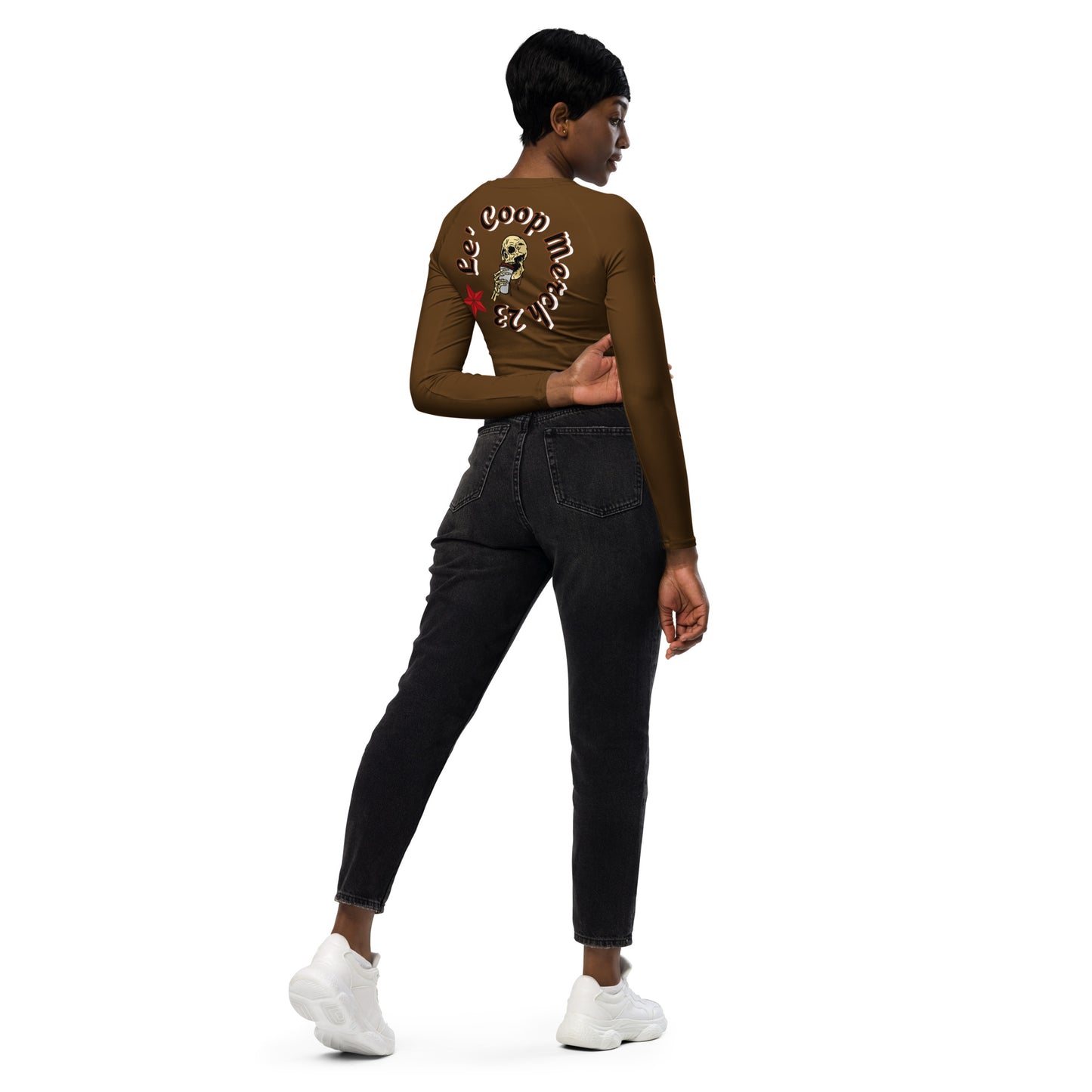 Coffee Mood Recycled long-sleeve crop top/Created with kittl.com