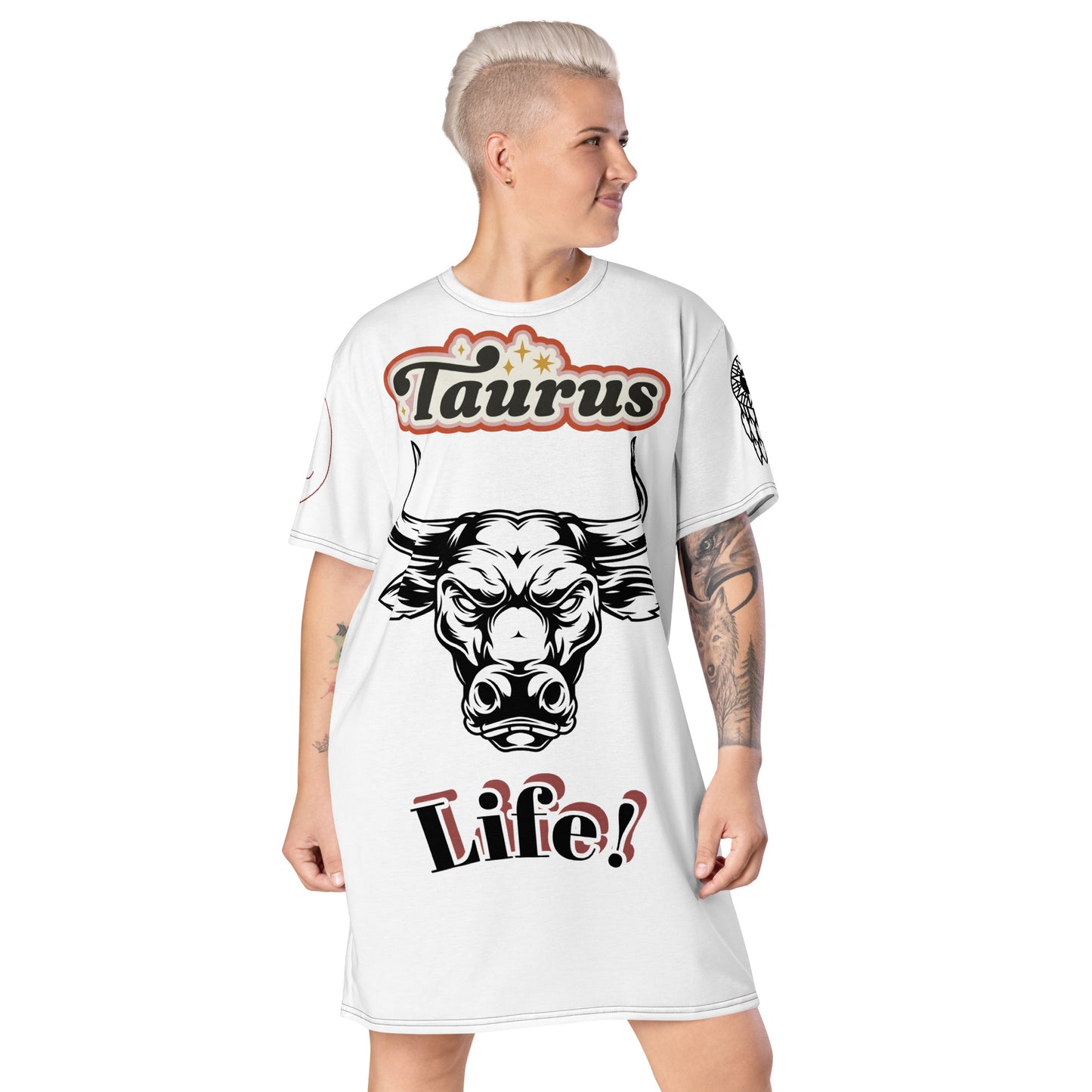 Taurus Life! White T-shirt dress