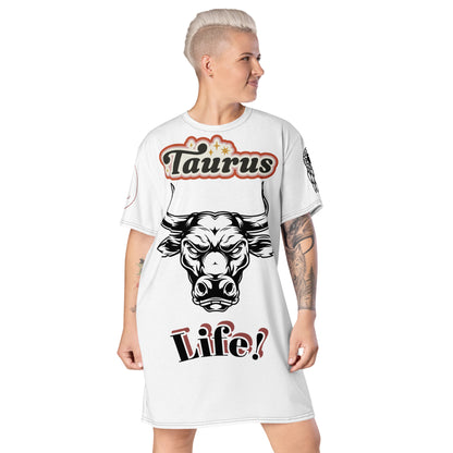 Taurus Life! White T-shirt dress